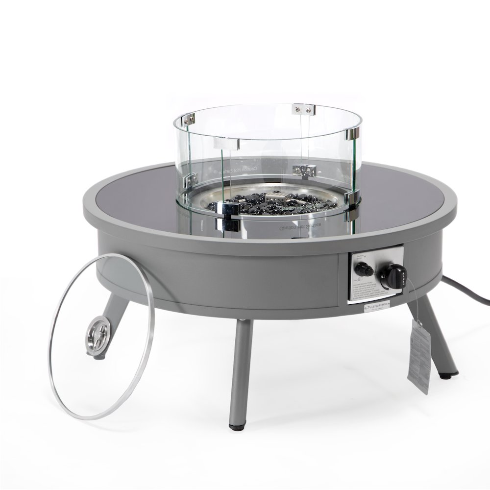 Walbrooke Patio Round Fire Pit and Tank Holder in Grey. Picture 6