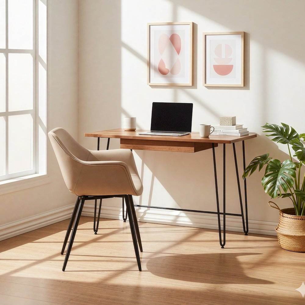 Markley Modern Leather Dining Arm Chair in Taupe. Picture 19