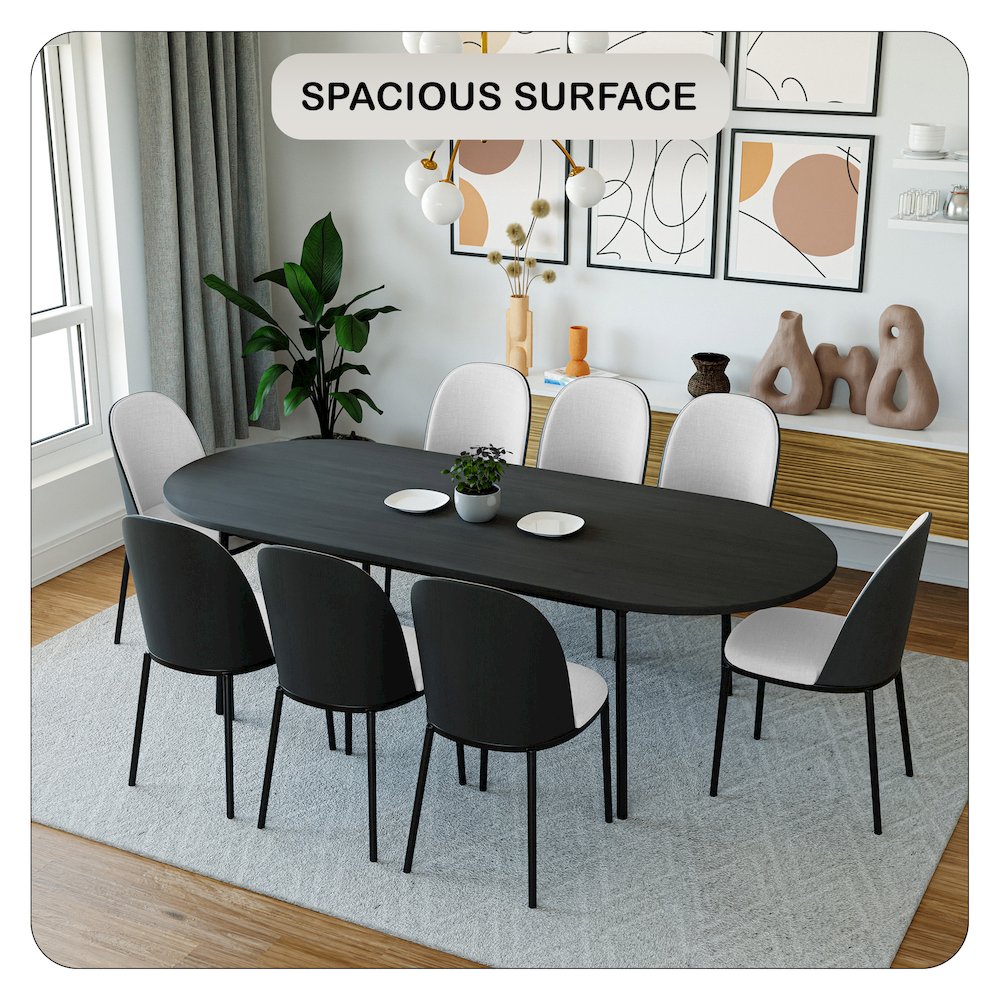 Tule 9-Piece Dining Set in Steel Frame with 8 Upholstered Seat Dining Table. Picture 30