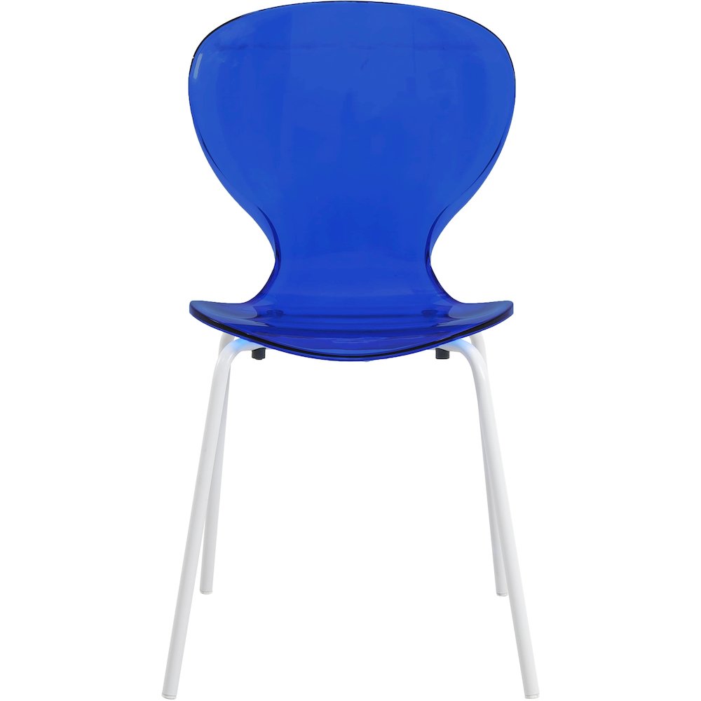 Modern Oyster Transparent Side Chair in White Base Set of 2. Picture 6