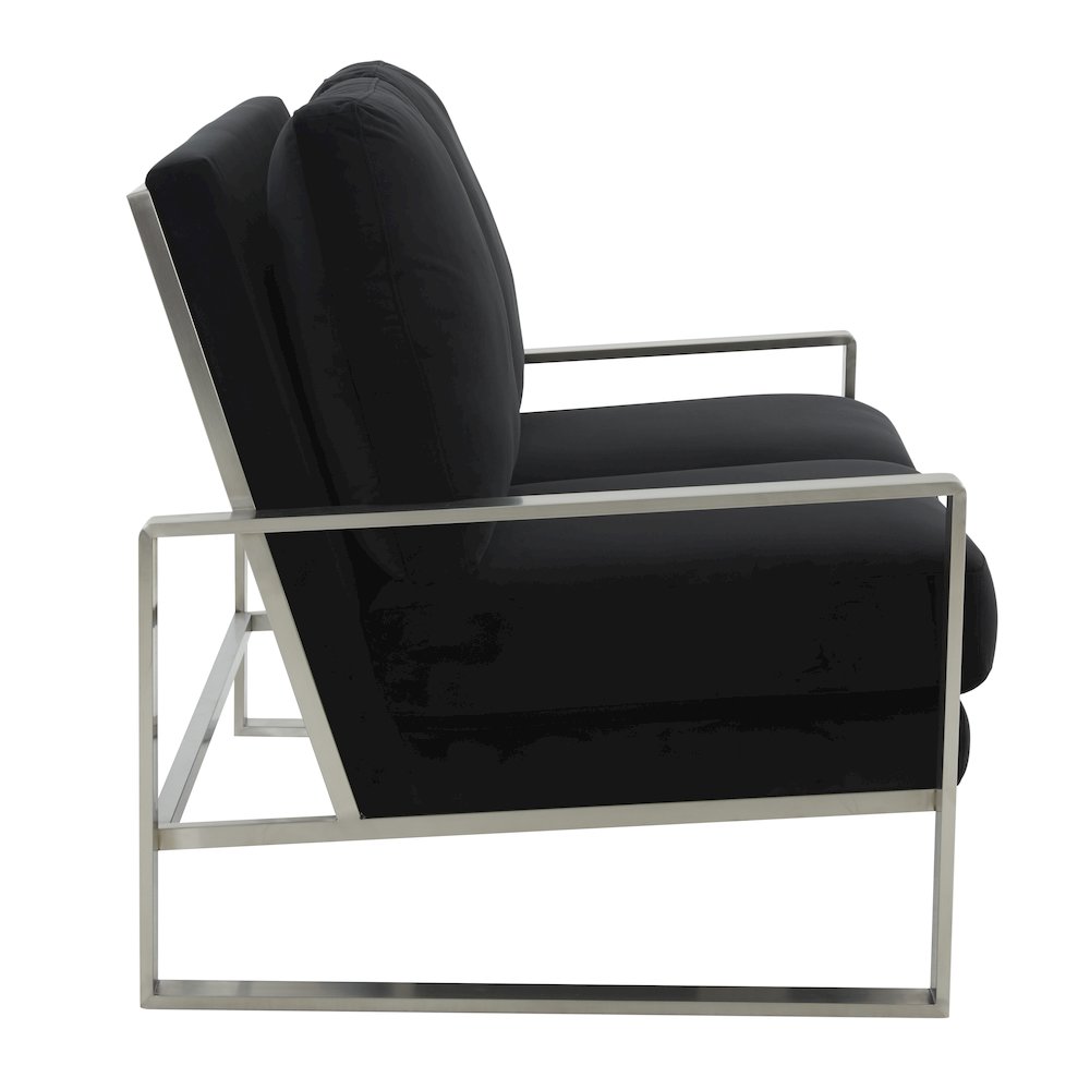 Jefferson Contemporary Modern Velvet Loveseat With Silver Frame. Picture 4