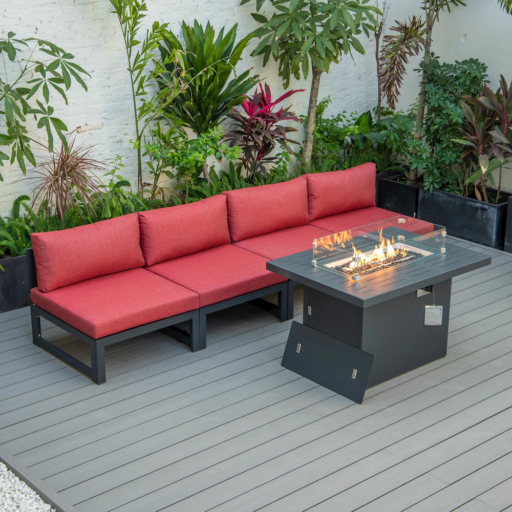 Chelsea 5-Piece Middle Patio Chairs and Fire Pit Table. Picture 6