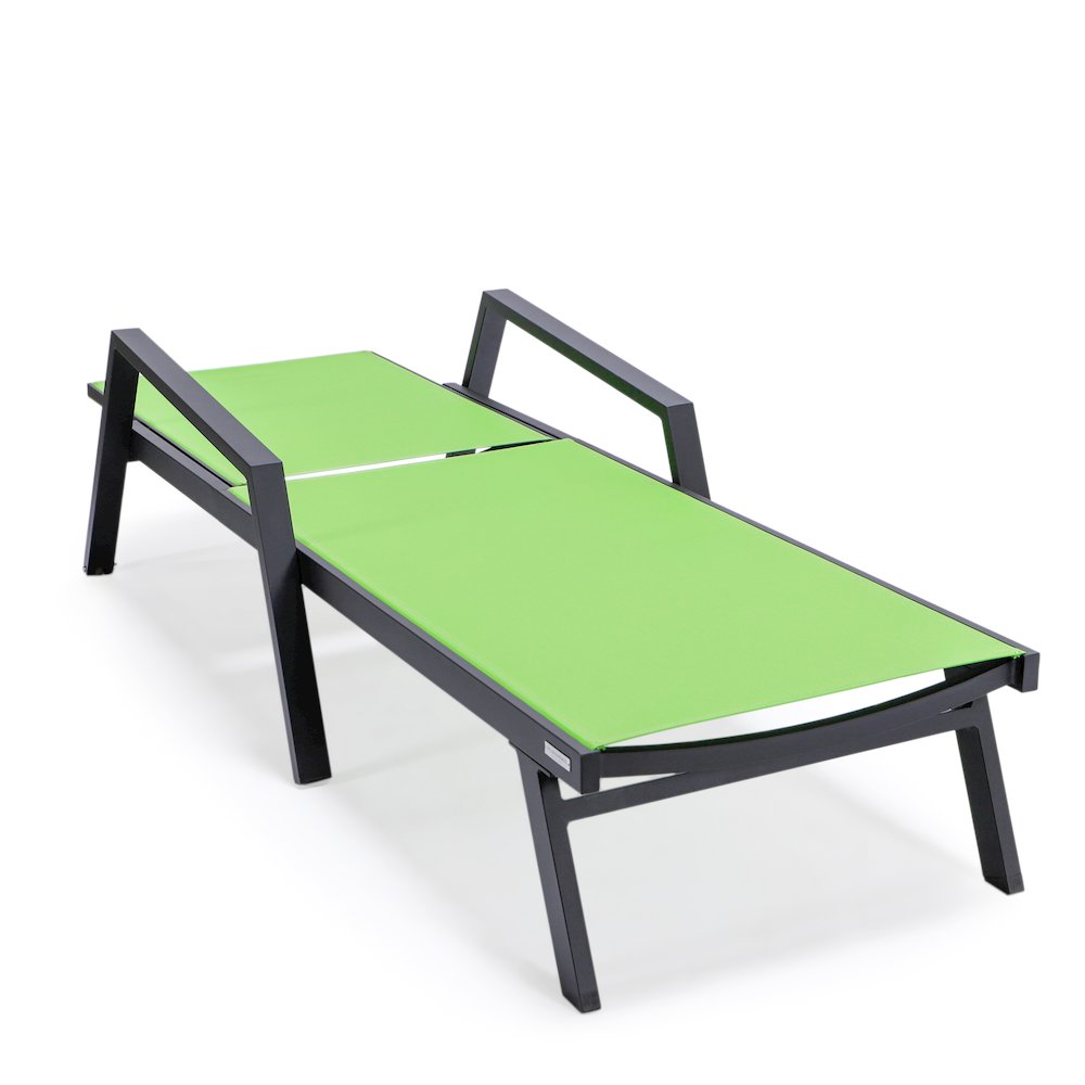 Marlin Patio Chaise Lounge Chair With Armrests in Black Aluminum Frame. Picture 6