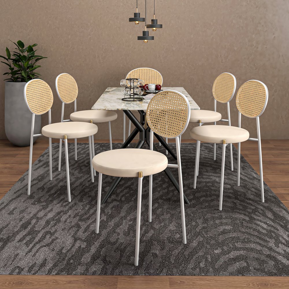 7-Piece Dining Set Rectangular Sintered Stone Dining Table. Picture 10