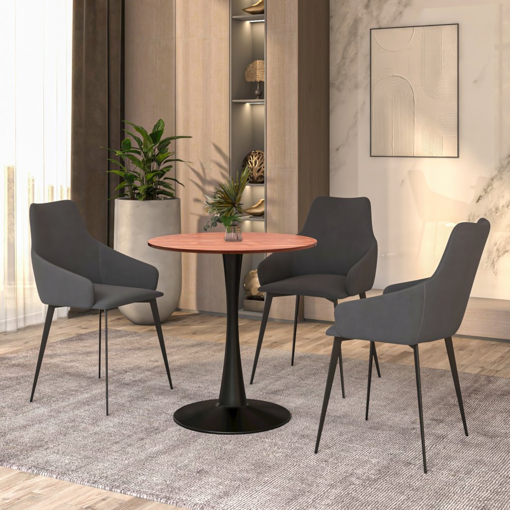 Bristol Dining table, Black Base with 27 Round Cognac Brown MDF top. Picture 6
