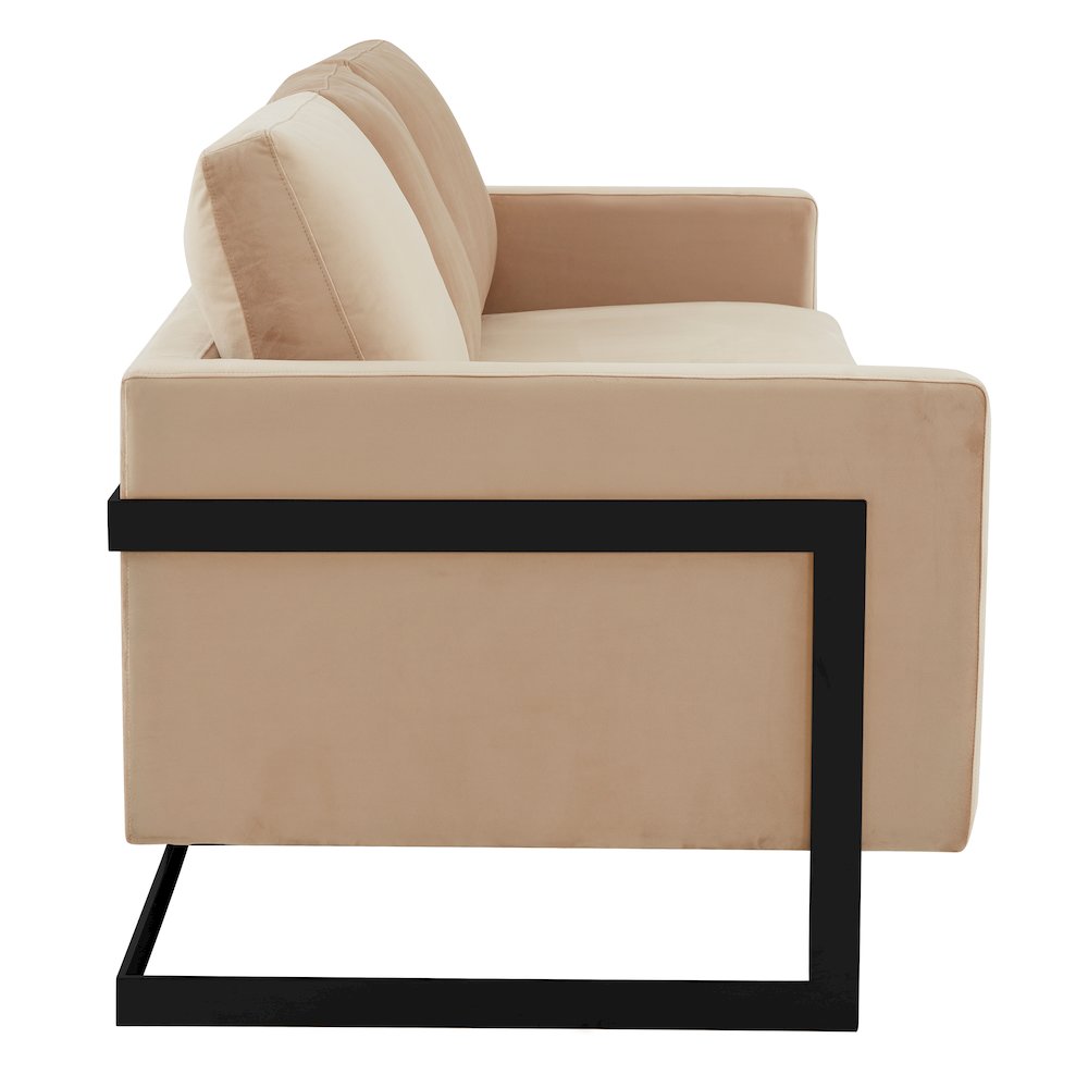 Lincoln Beige Velvet Sofa With Black Frame. Picture 8