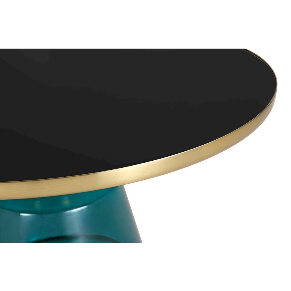 Tully Collection Glass Coffee Table Blue glass, Gold Rim with Black Glass top. Picture 18
