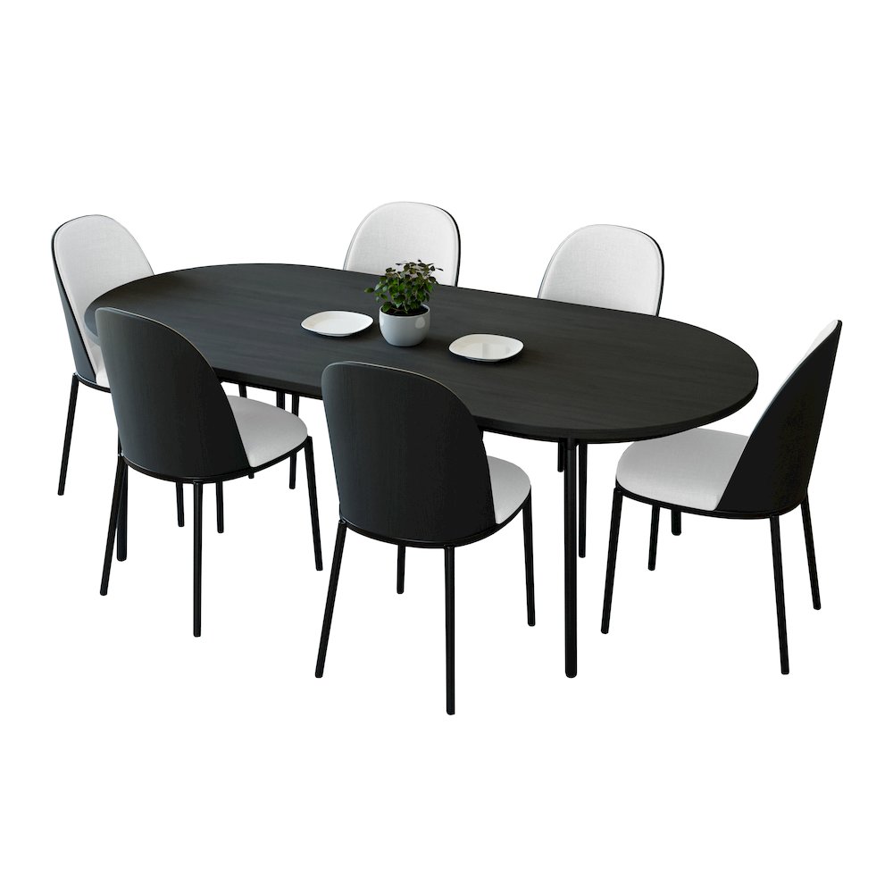 Tule 7-Piece Dining Set in Steel Frame with 6 Upholstered Seat Dining Table. Picture 2