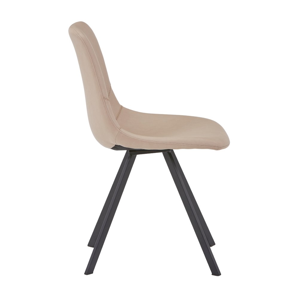 Markly Modern Leather Dining Chair With Metal Legs in Taupe. Picture 19