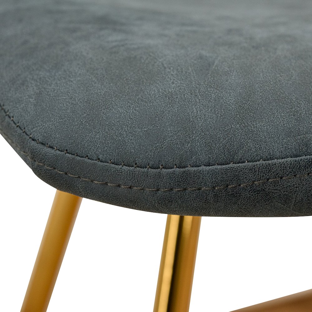 Markley Modern Leather Dining Chair With Gold Legs. Picture 7