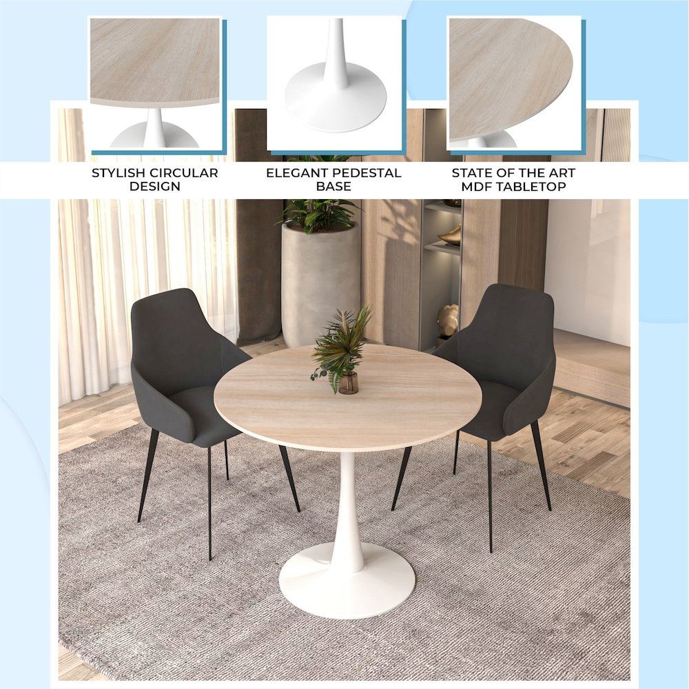 Bristol 35" round dining table White base with marbled MDF top. Picture 22