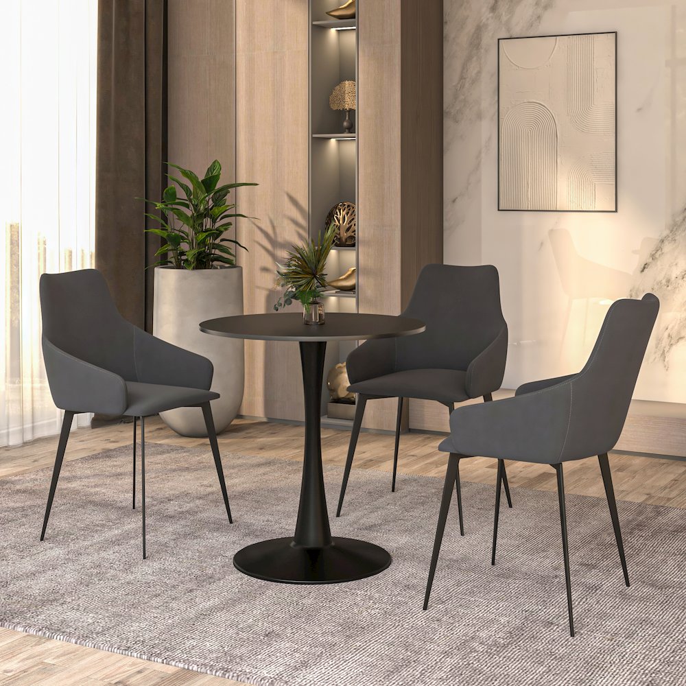 Leisyremod Bristol 27" Round Dining Table Black base with Black top. Picture 10