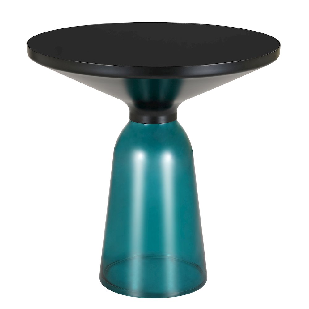 Tully Collection Glass side Table Blue glass, Black Rim with Black Glass top. Picture 5