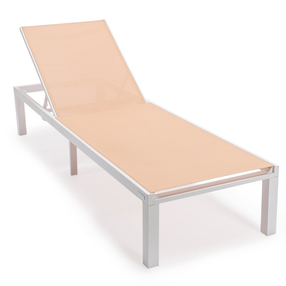 Marlin Patio Chaise Lounge Chair With White Aluminum Frame. Picture 4