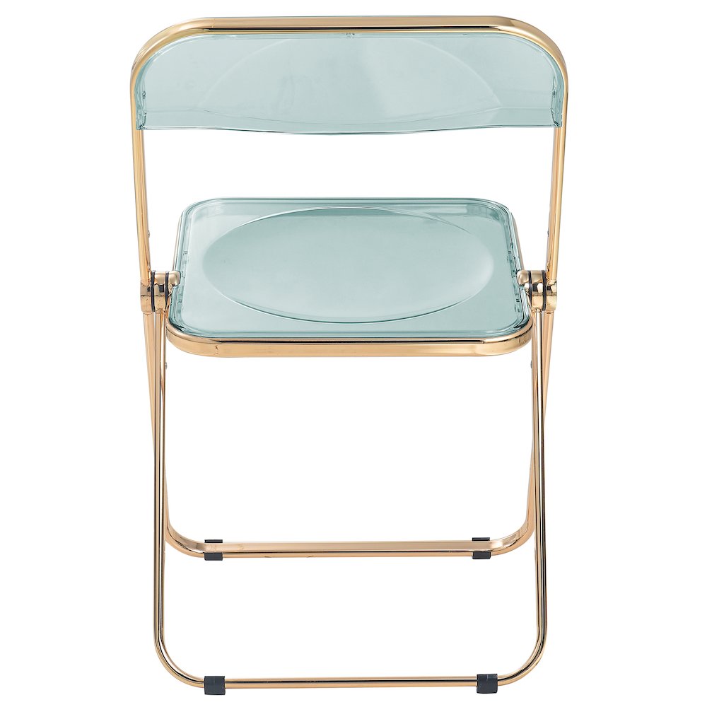 Lawrence Acrylic Folding Chair With Gold Metal Frame, Set of 2. Picture 12