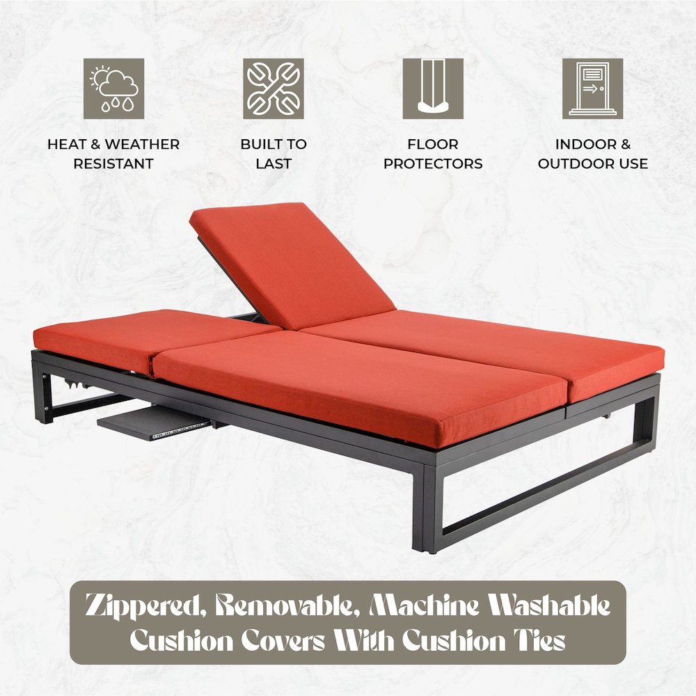 Chelsea Convertible Lounge Reclining Double Chaise With Cushions. Picture 8