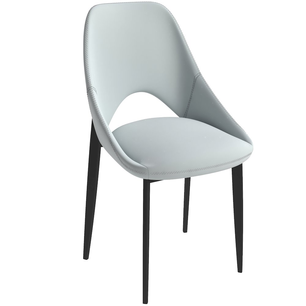 Amalfi Collection Modern Fabric Dining Chair in Coconut White. Picture 8