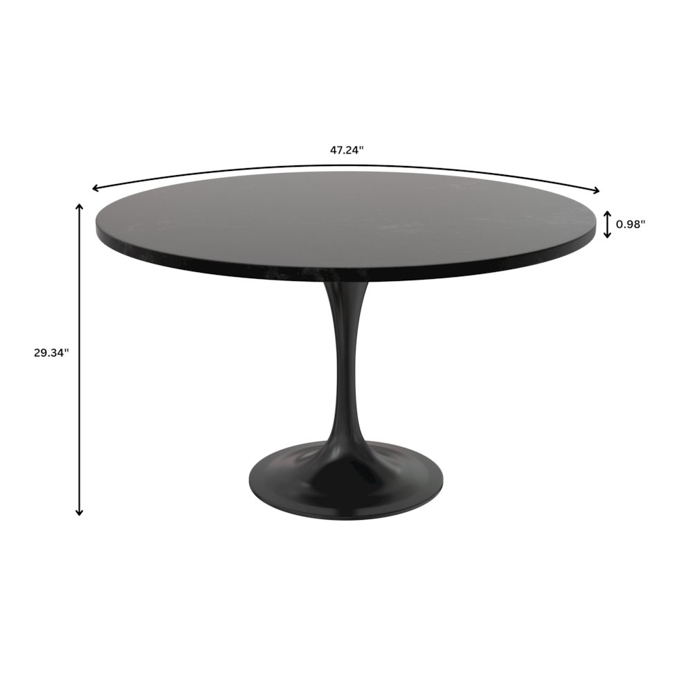 Verve Collection 48 Round Dining Table, Black Base with Black MDF Top. Picture 6