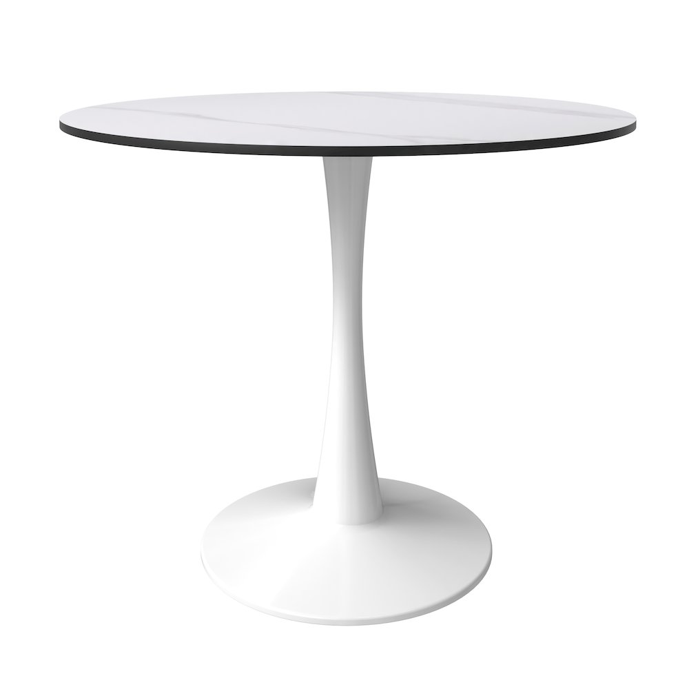 Bristol 35" round dining table White base with White Sintered stone Top. Picture 2