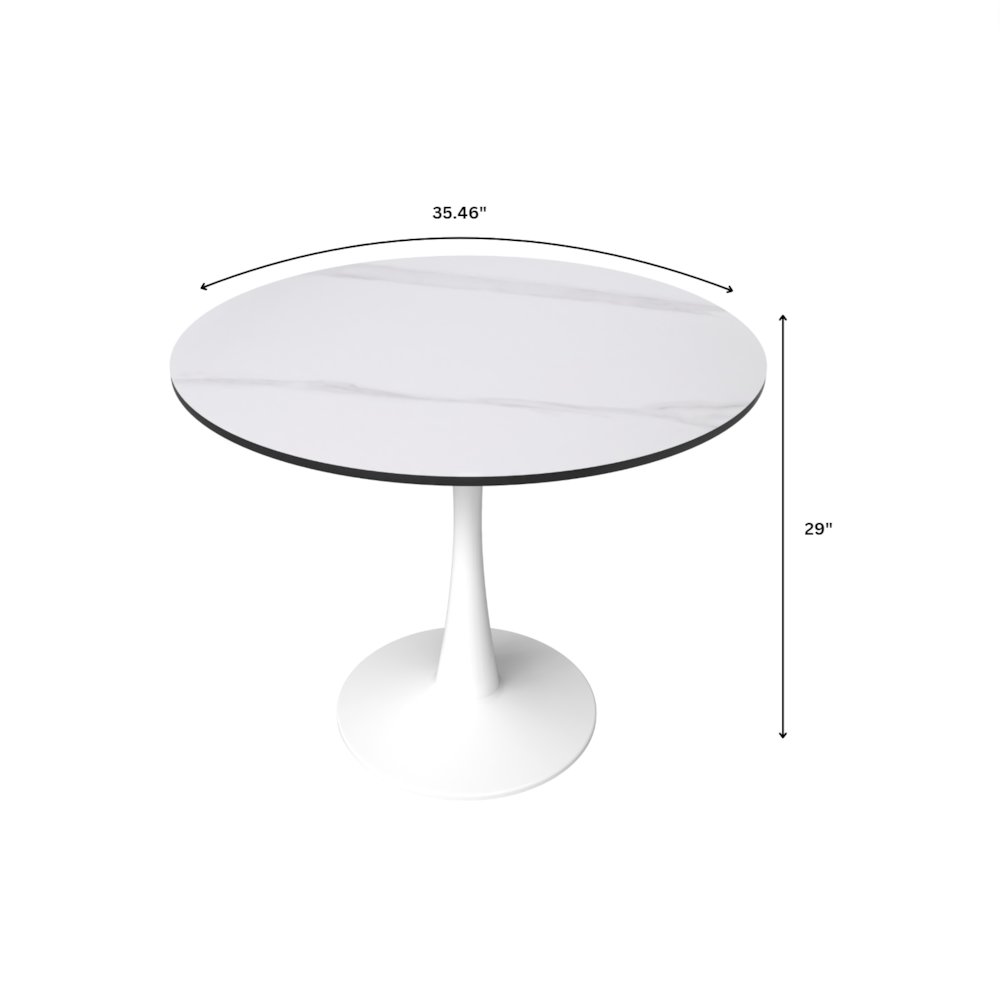 Bristol 35" round dining table White base with White Sintered stone Top. Picture 18