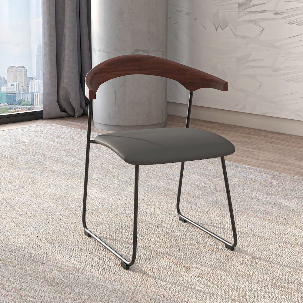 Lyra Collection Modern Chair in Black Walnut Color back and Black Seat. Picture 9