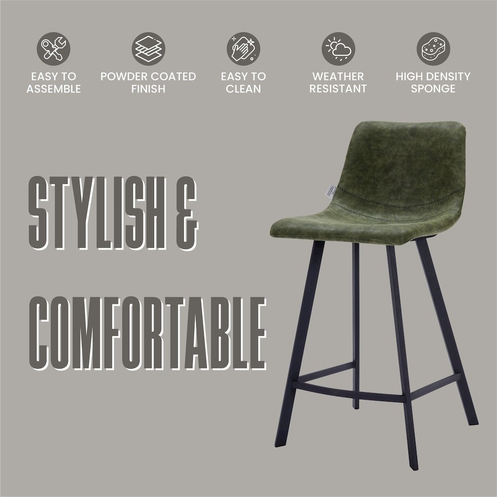 Elland - Counter stool - Olive Green. Picture 7