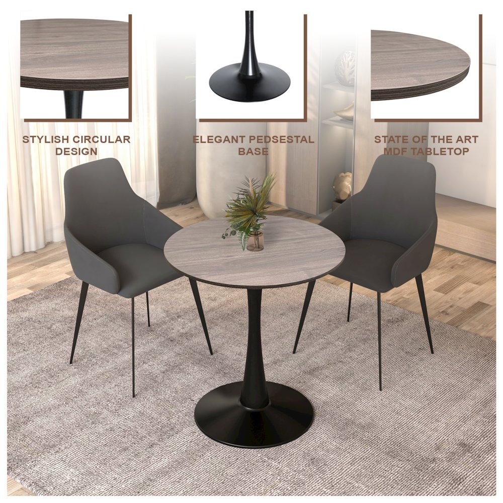 Bristol Dining table, Black Base with 27 Round Dark Walnut MDF top. Picture 10