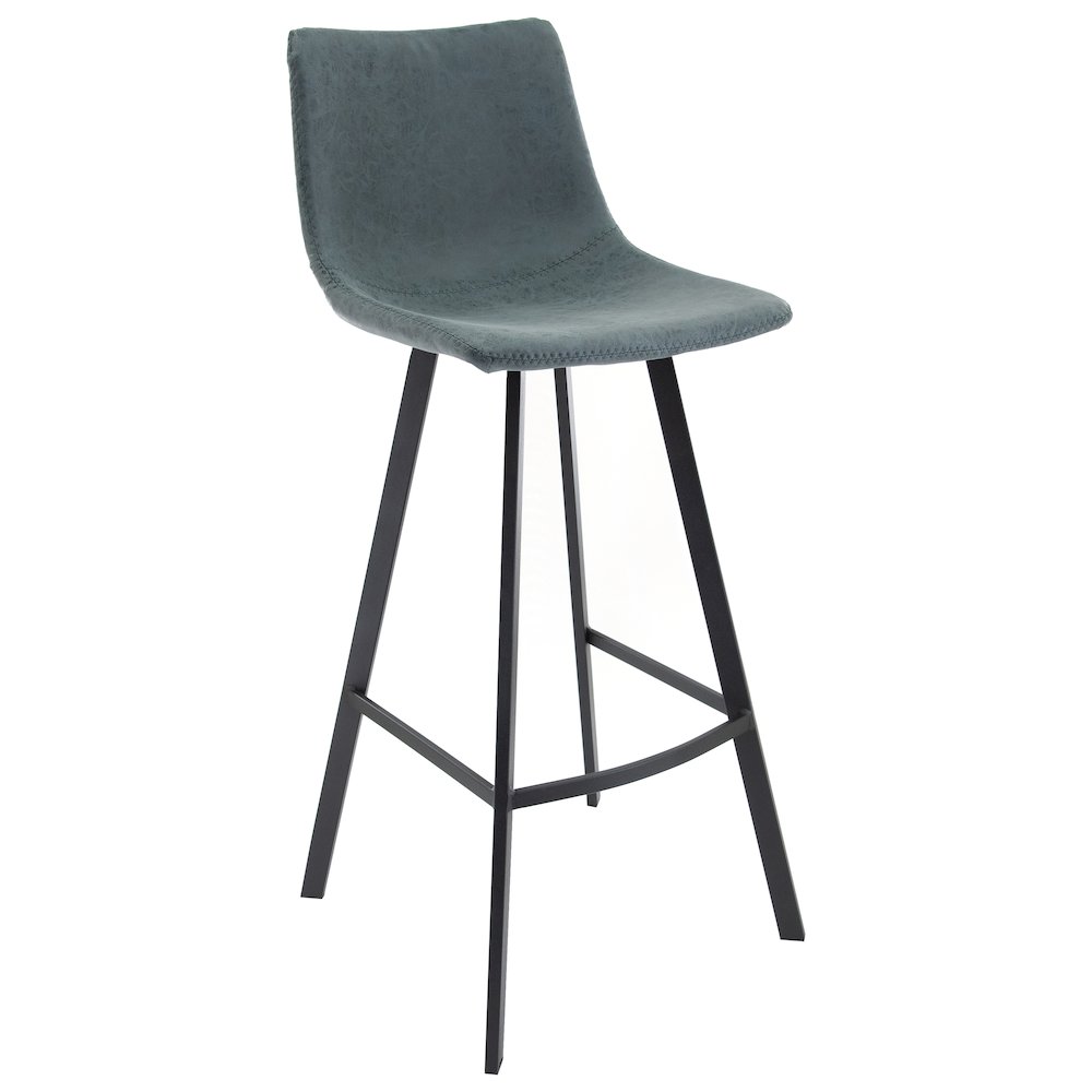 Elland Modern Upholstered Leather Bar Stool With Iron Legs & Footrest. Picture 1
