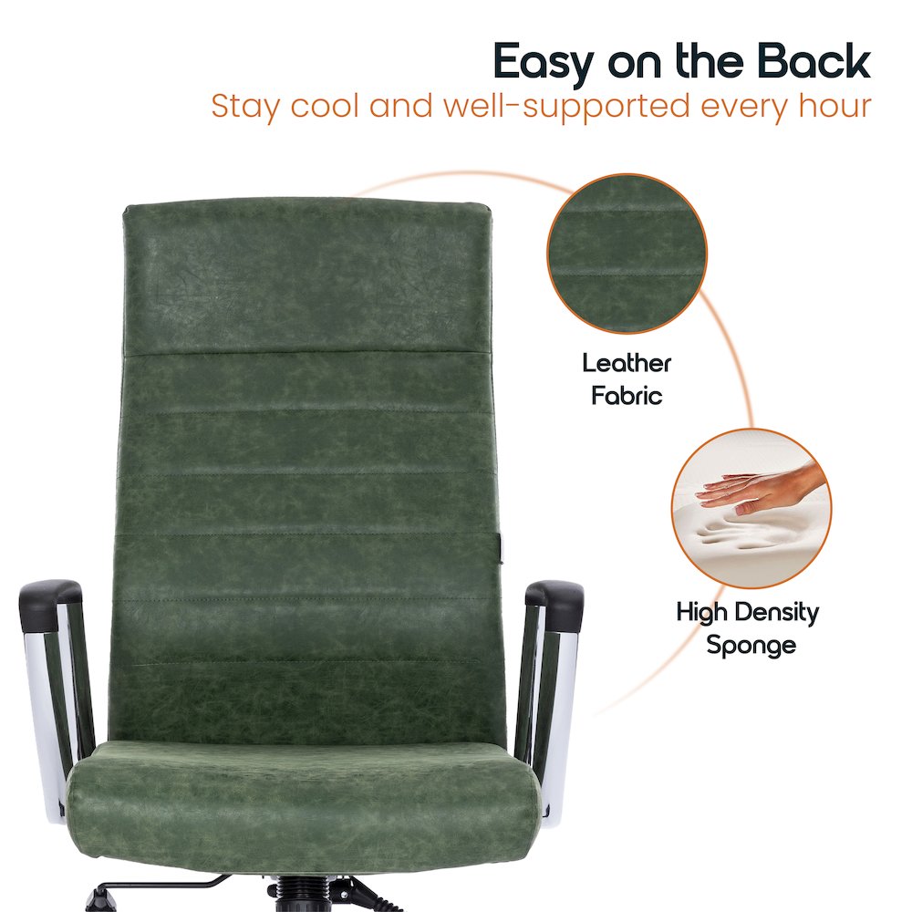 Hilton Leather Office Chair in Green. Picture 9
