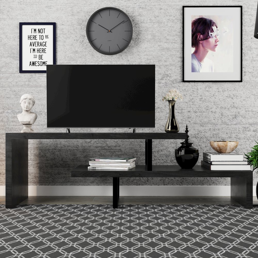 Orford Mid-Century Modern TV Stand in Phantom Grey. Picture 9