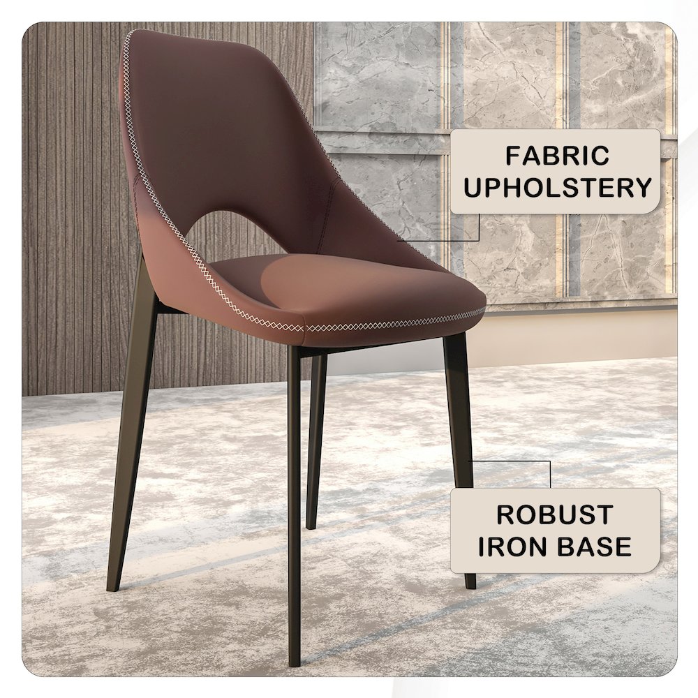 Amalfi Collection Fabric Modern Dining Chair in Plum Purple - Set of 4. Picture 5