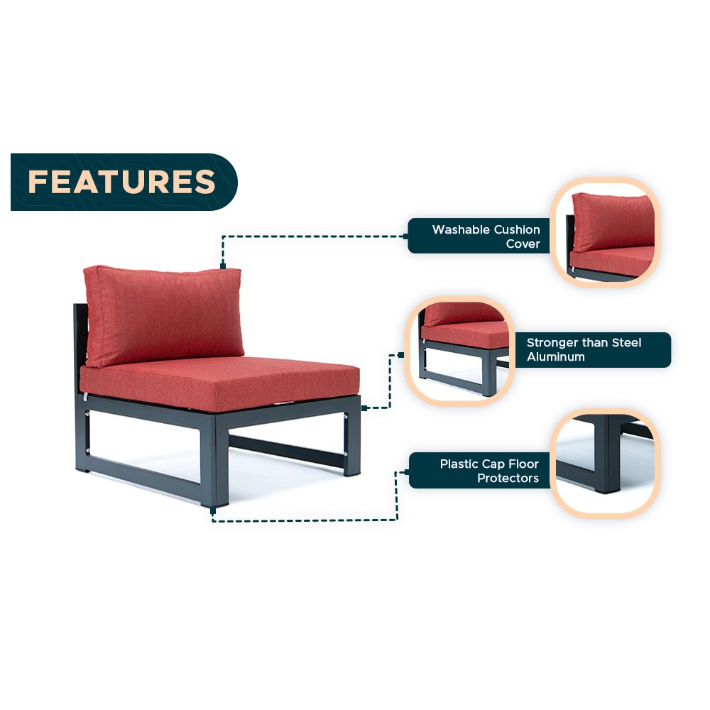 Chelsea 4-Piece Middle Patio Chairs Black Aluminum With Cushions. Picture 4