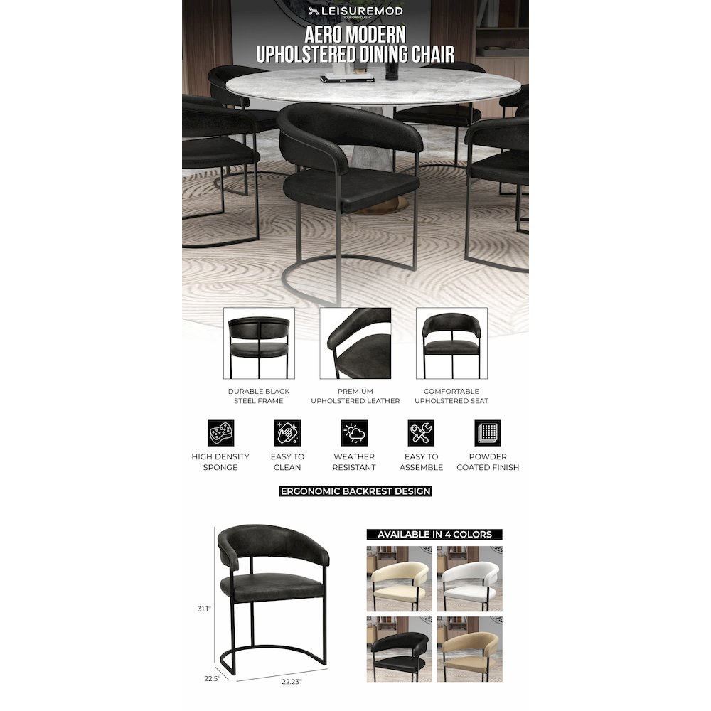 Aero Collection Modern Dining Chair in Charcoal Set of 4. Picture 16