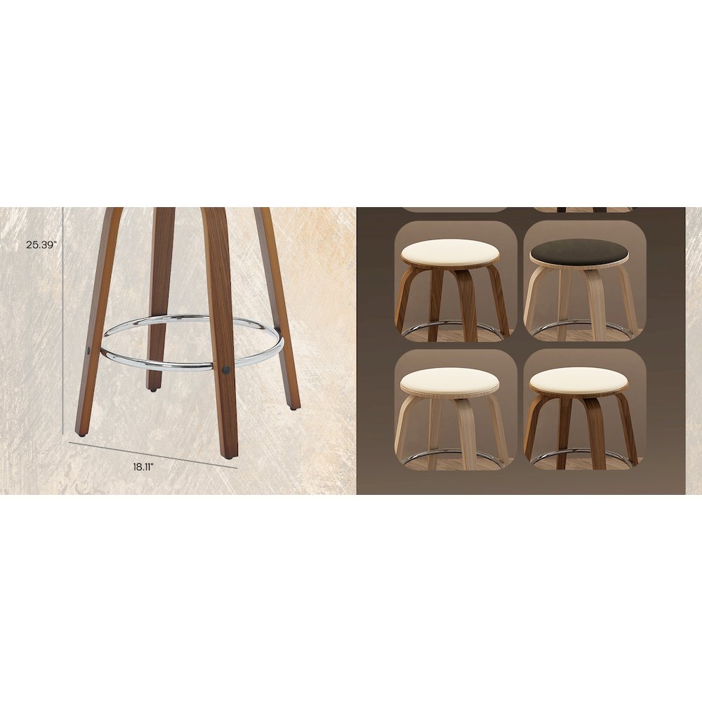 Wooden Counter Stool Pelya Collection Modern Style Walnut color in Cream. Picture 28