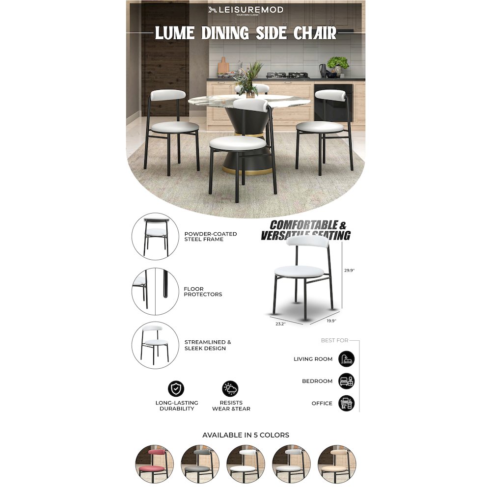 Lume Collection Modern Dining Chair in Grey Set of 2. Picture 11