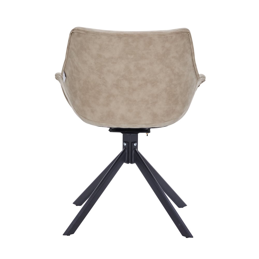 Markley Modern Leather Dining Swival Arm Chair in Taupe. Picture 10
