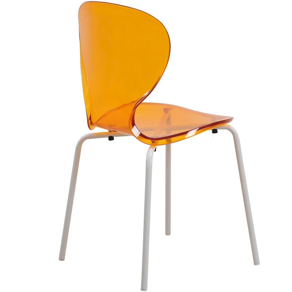 Modern Oyster Transparent Side Chair in White Base Set of 4. Picture 9