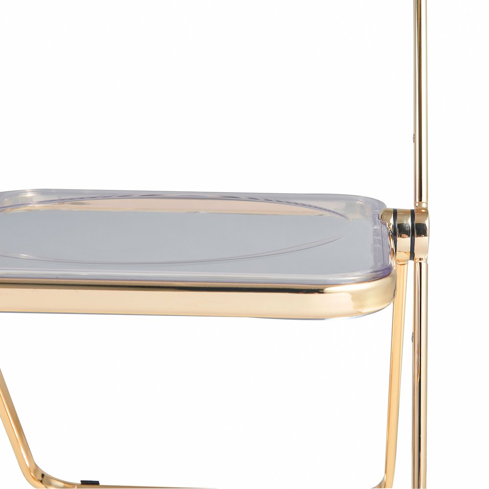 Lawrence Acrylic Folding Chair With Gold Metal Frame, Set of 2. Picture 16