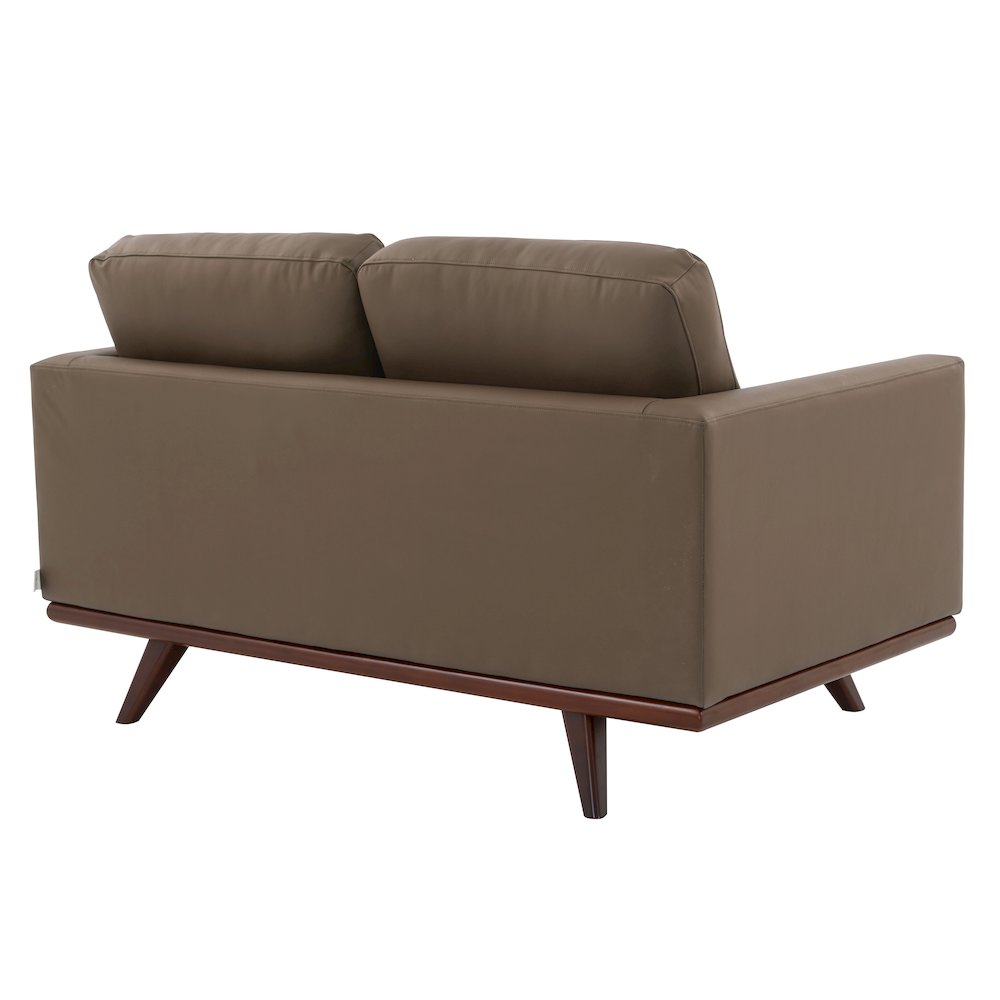 Chester Modern Faux Leather Loveseat in Taupe Leather. Picture 11