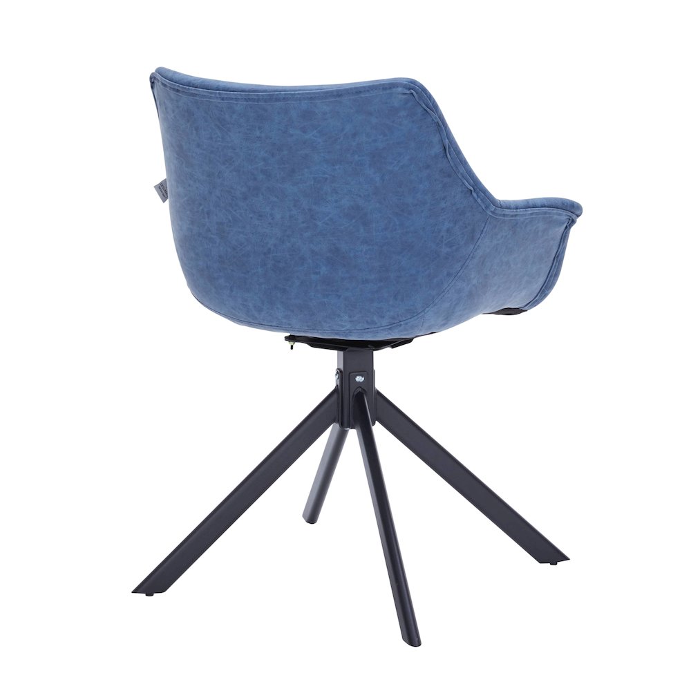 Markley Modern Leather Dining Swival Arm Chair in Light Blue. Picture 9