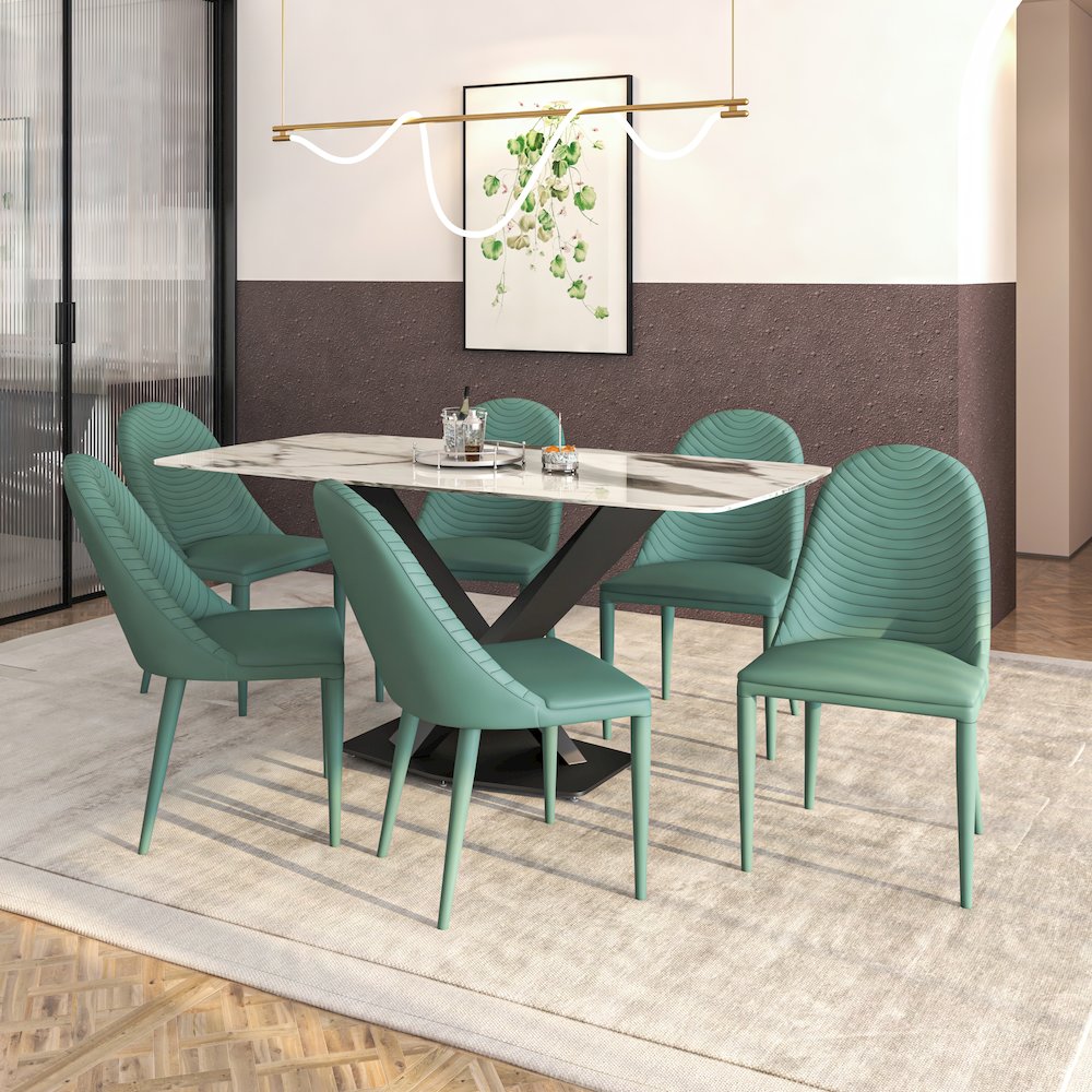 Seville Collection Modern Dining Chair in Green - Set of 4. Picture 7