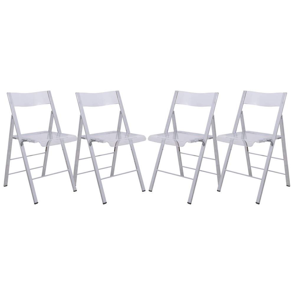 Menno Modern Acrylic Folding Chair, Set of 4. Picture 1