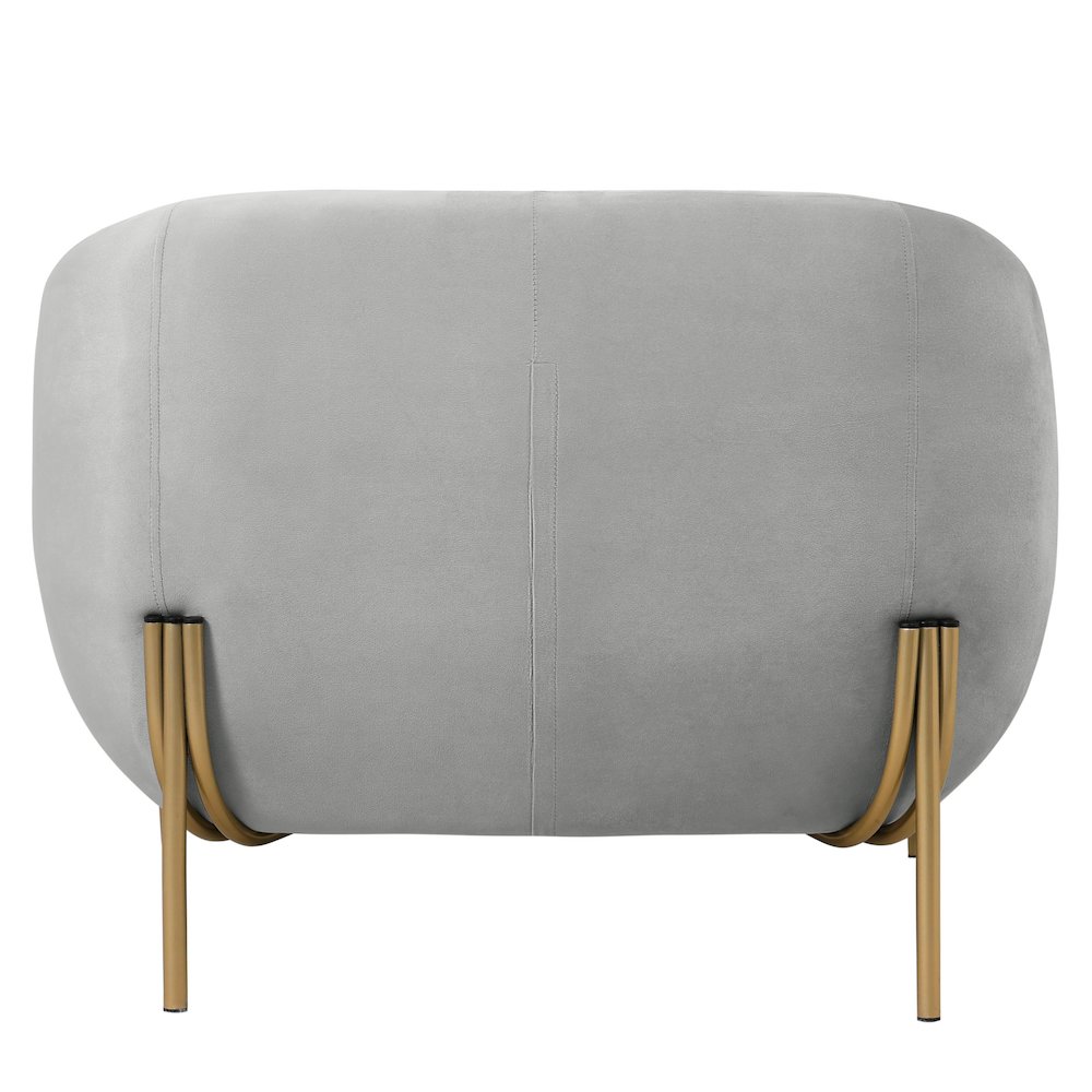 Zuno Collection Modern Single Seater Sofa in Light Grey Velvet. Picture 8