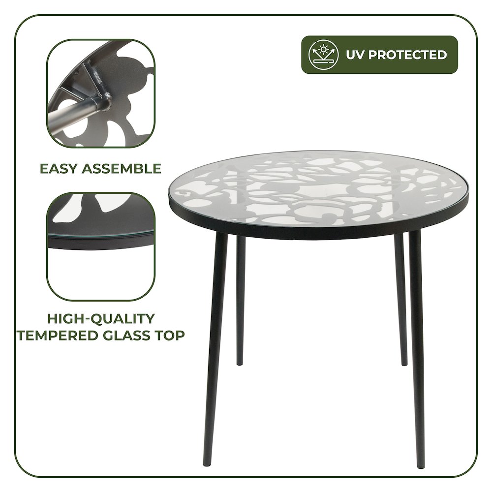 Devon Mid-Century Modern 5-Piece Aluminum Outdoor Patio Dining Set. Picture 26