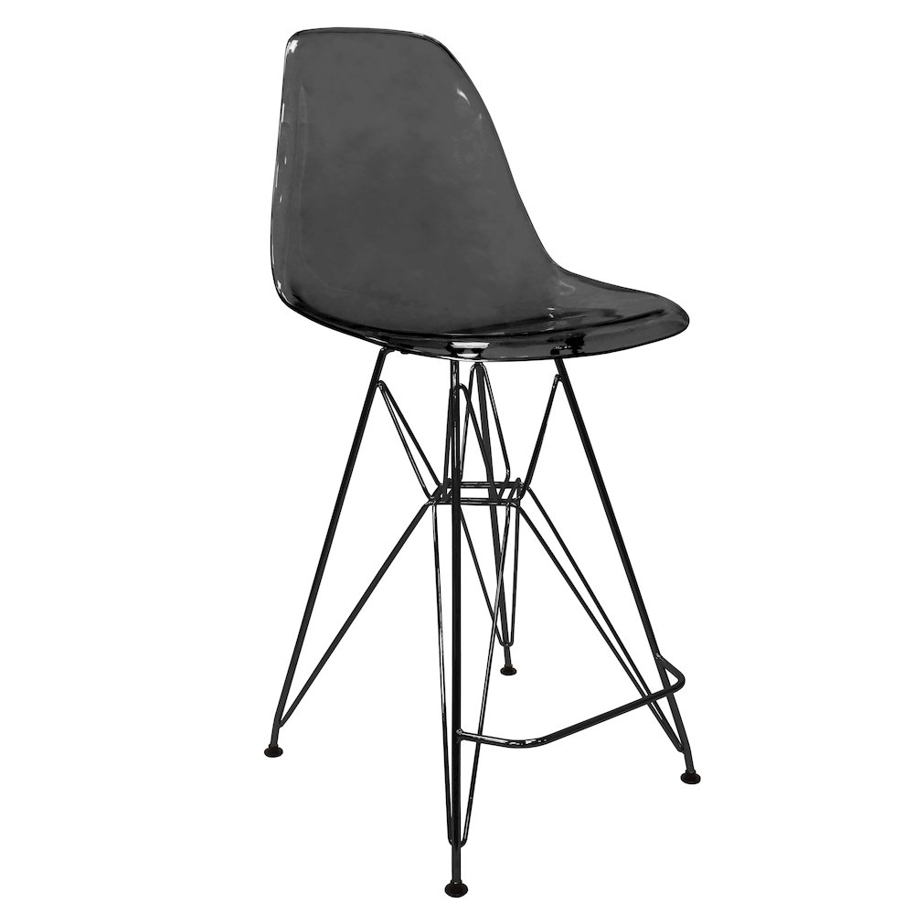 Modern Acrylic Bar stool Cresco Collection Black Base with Trans Black seat. Picture 19