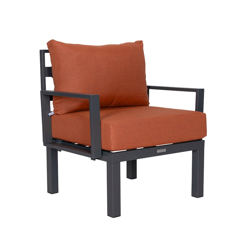 Chelsea 7-Piece Patio Sectional And Fire Pit Table Black Aluminum With Cushions. Picture 17
