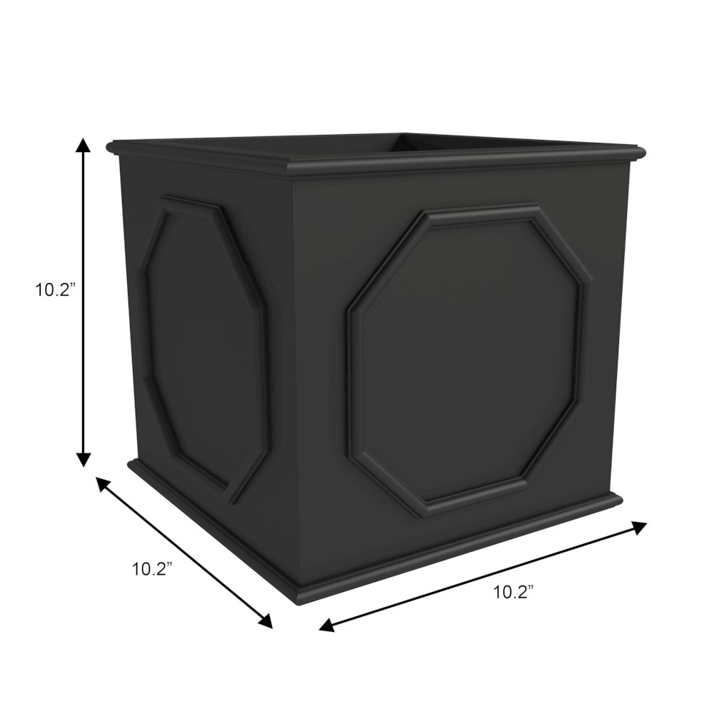 Sprout Series Cubic Fiber Stone Planter in Black 10.2 Cube. Picture 1