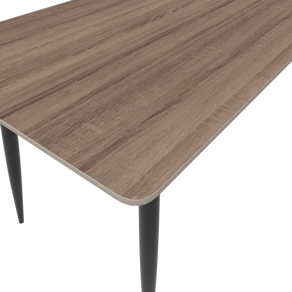 Zayle 62" Rectangle Sintered Stone Dining Table in Red Oak with BLack Base. Picture 11