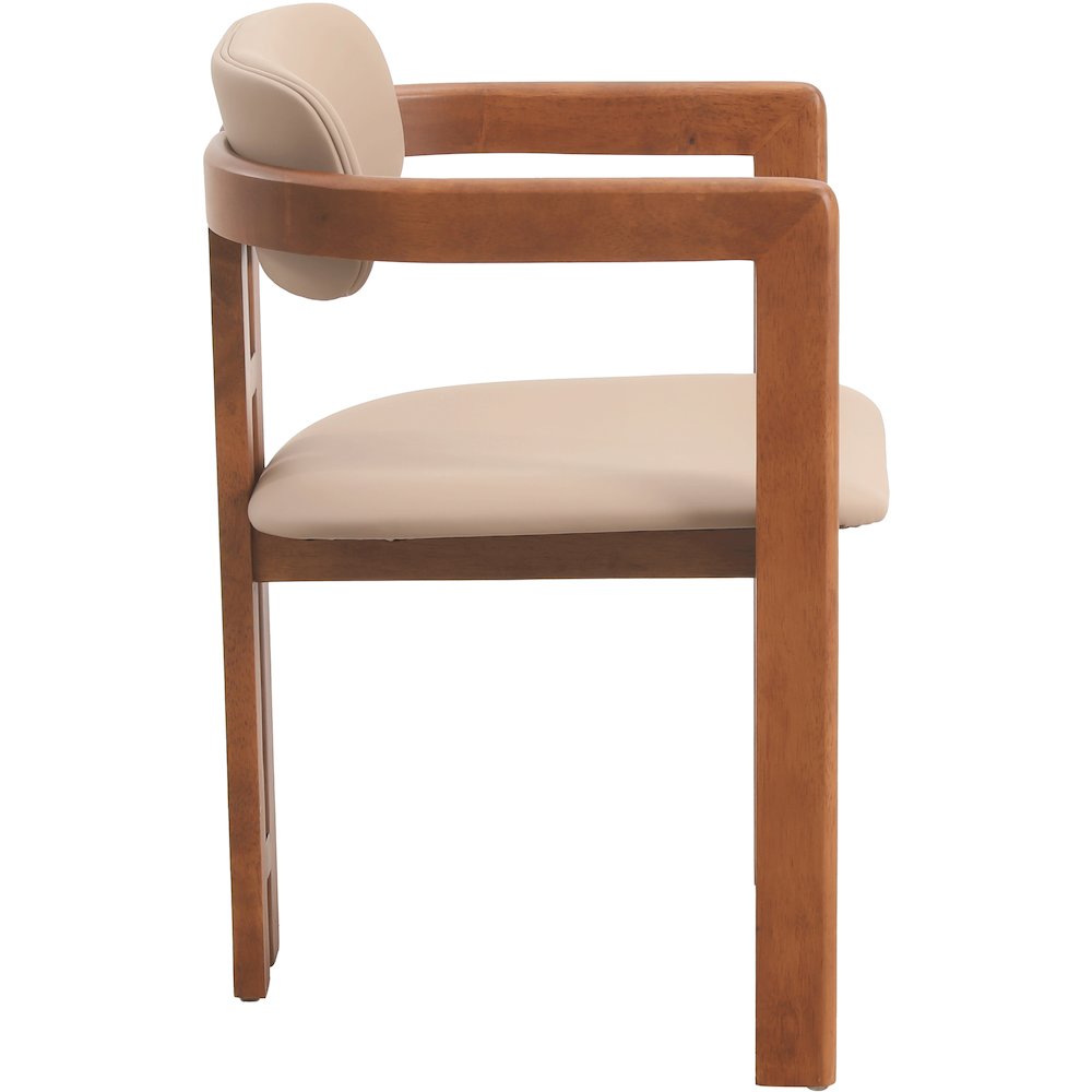 Velo Series Modern Dining Chair in Dark Natural Wood with Taupe Seat. Picture 6
