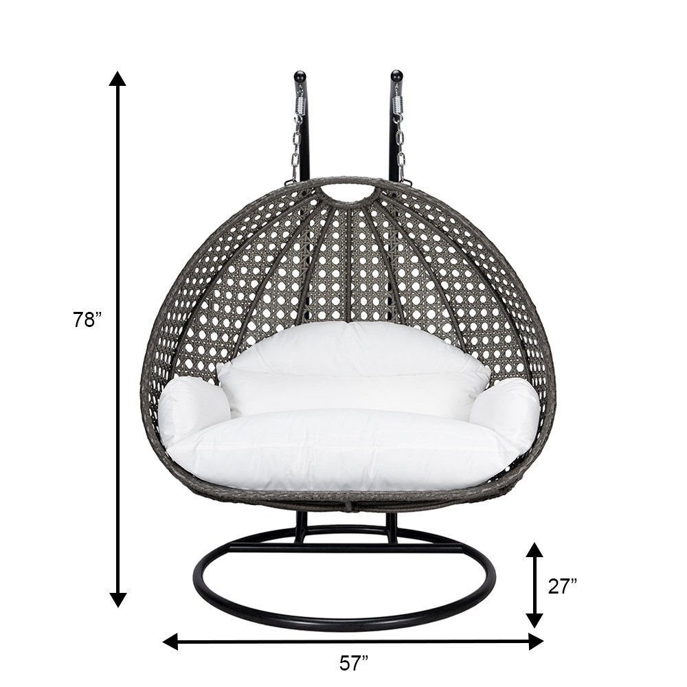 Charcoal Wicker Hanging 2 person Egg Swing Chair. Picture 10